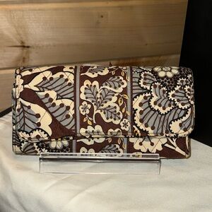 Vera Bradley Large Size SLATE BLOOMS Sleek Wallet
